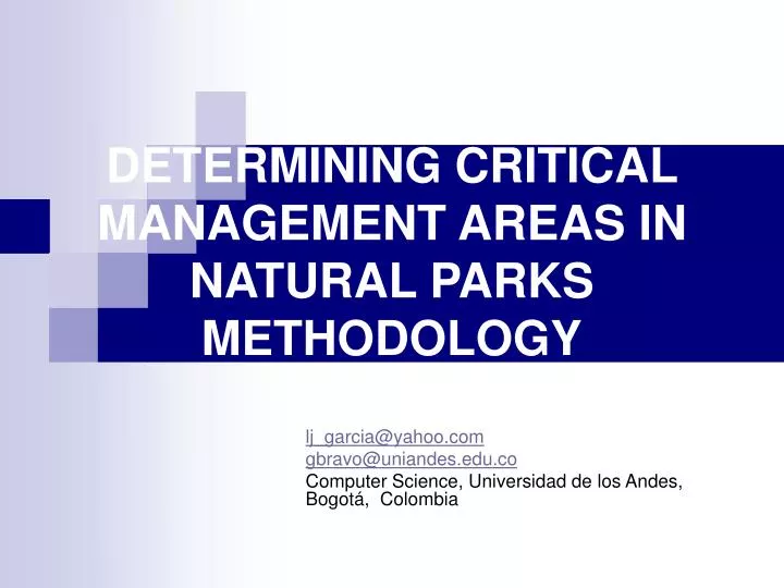 determining critical management areas in natural parks methodology