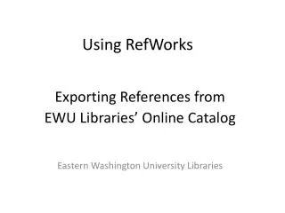 Using RefWorks