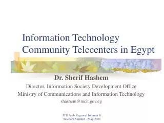 Information Technology Community Telecenters in Egypt