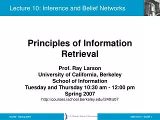 Lecture 10: Inference and Belief Networks