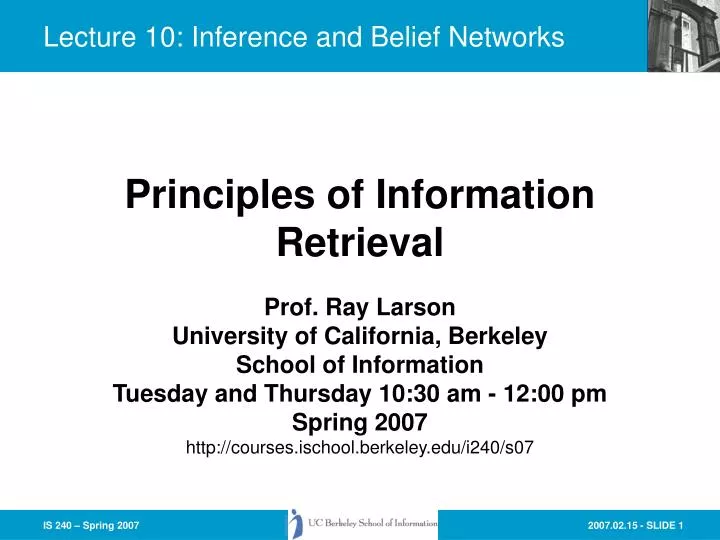 lecture 10 inference and belief networks