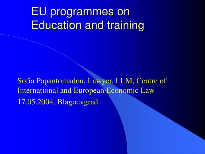 eu programmes on education and training