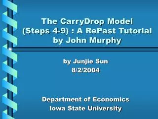 The CarryDrop Model (Steps 4-9) : A RePast Tutorial by John Murphy