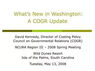 What’s New in Washington: A COGR Update