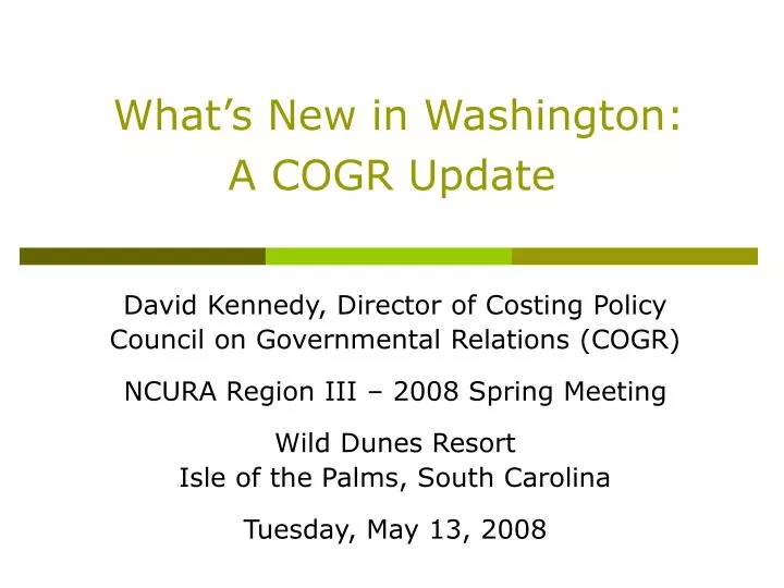 what s new in washington a cogr update