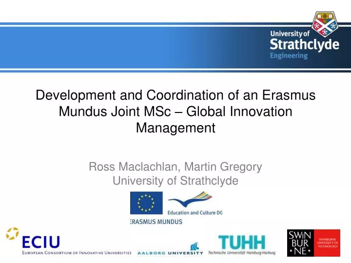development and coordination of an erasmus mundus joint msc global innovation management