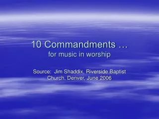 10 Commandments … for music in worship