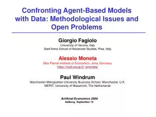 Confronting Agent-Based Models with Data: Methodological Issues and Open Problems