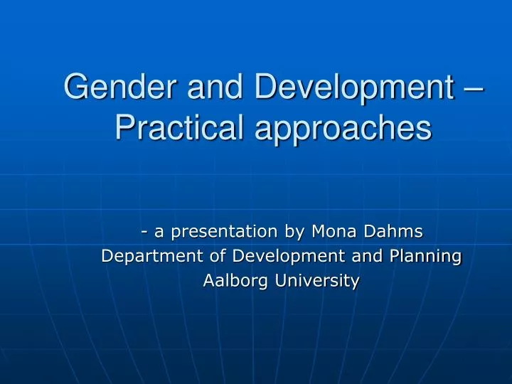 gender and development practical approaches