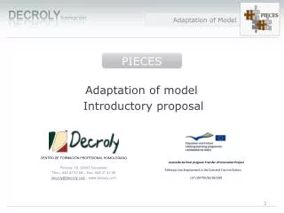 Adaptation of model Introductory proposal
