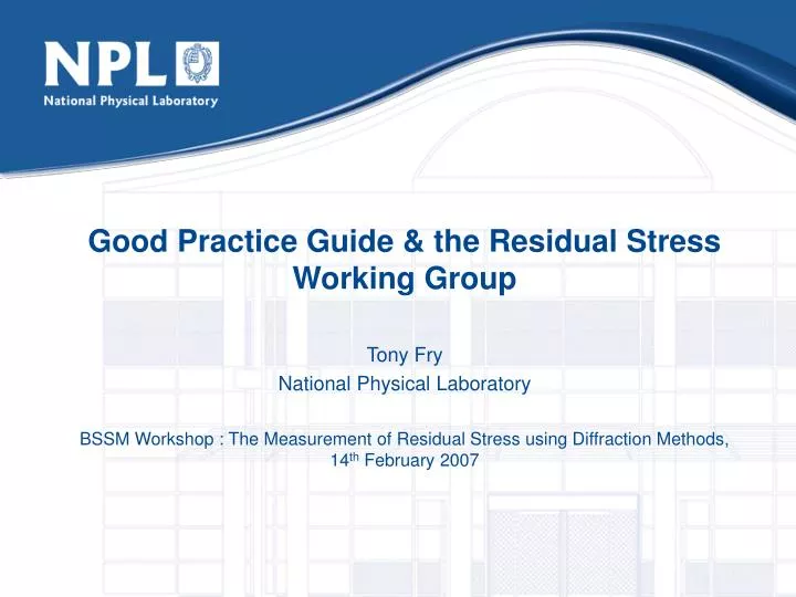 good practice guide the residual stress working group