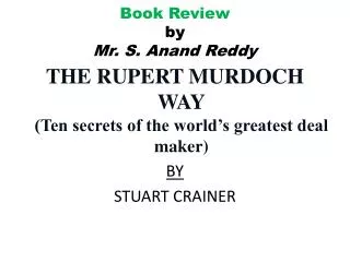 Book Review by Mr. S. Anand Reddy