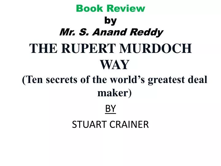 book review by mr s anand reddy