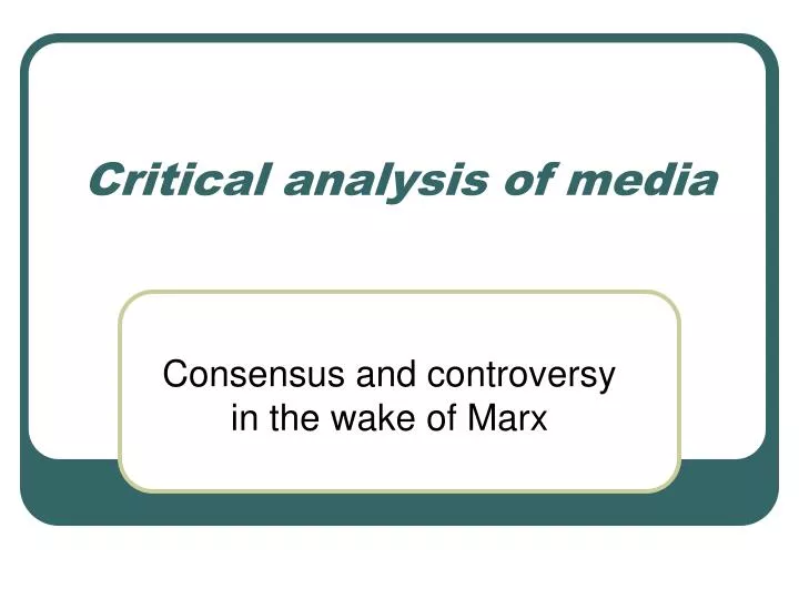 critical analysis of media