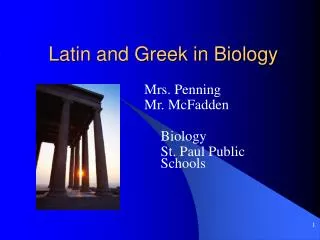 Latin and Greek in Biology