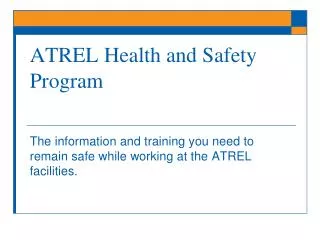 ATREL Health and Safety Program