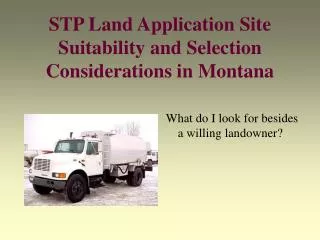 STP Land Application Site Suitability and Selection Considerations in Montana