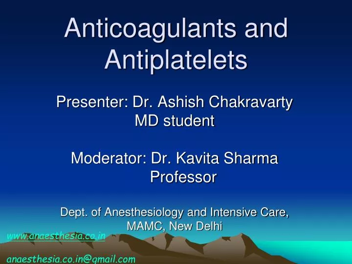 anticoagulants and antiplatelets
