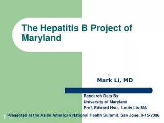 The Hepatitis B Project of Maryland