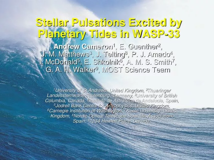 stellar pulsations excited by planetary tides in wasp 33