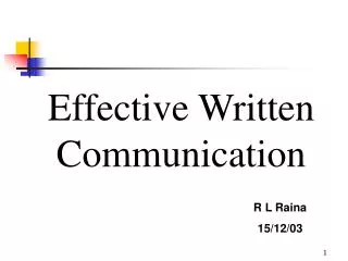Effective Written Communication