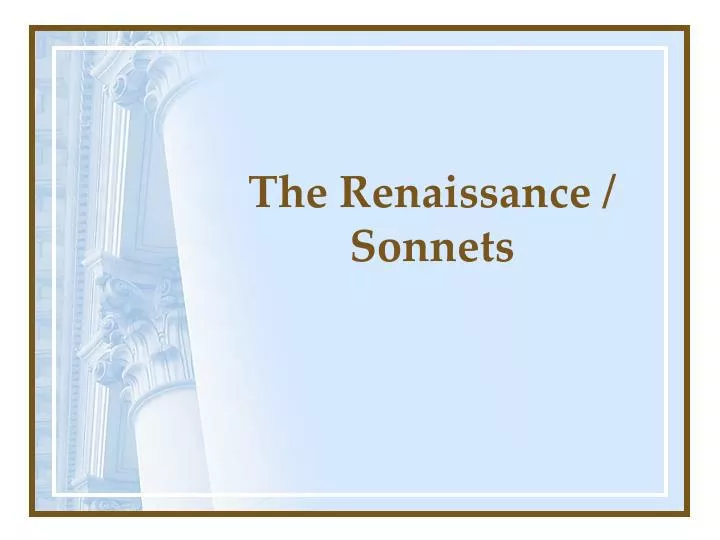 the renaissance sonnets