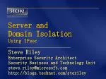 Server and Domain Isolation Using IPsec - slide 1