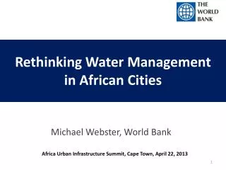Rethinking Water Management in African Cities