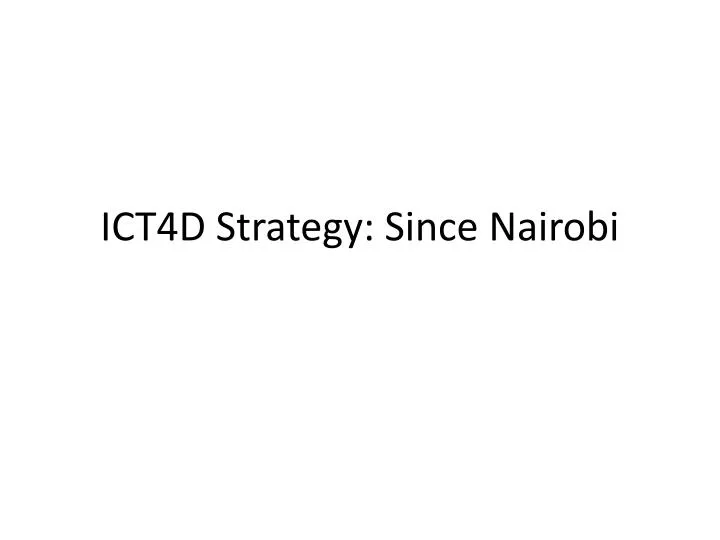 ict4d strategy since nairobi