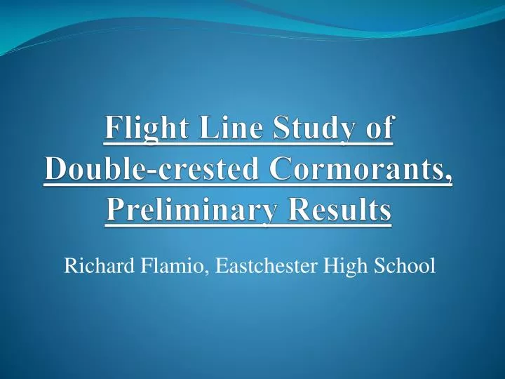 flight line study of double crested cormorants preliminary results