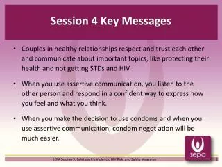 Session 4 Key Messages