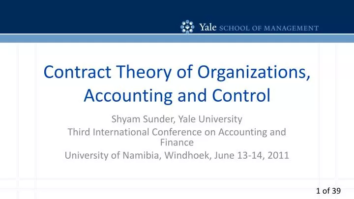 contract theory of organizations accounting and control