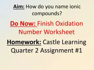 Aim: How do you name ionic compounds?