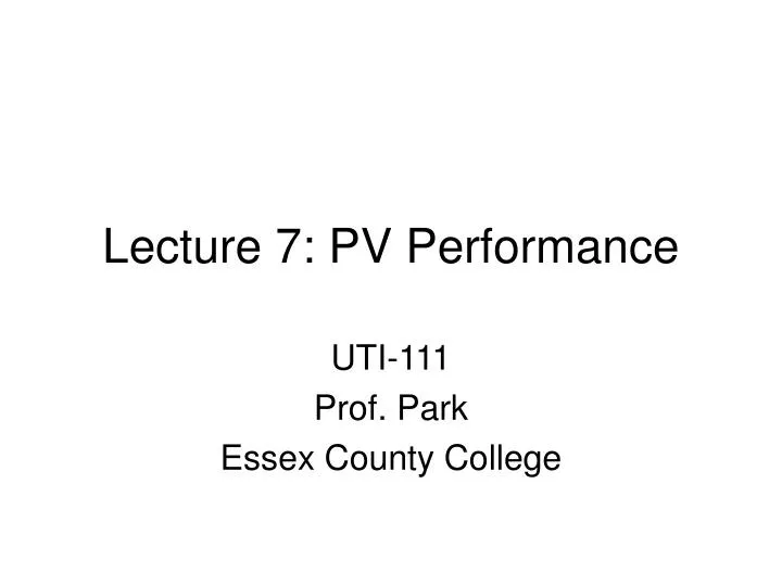 lecture 7 pv performance