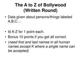 The A to Z of Bollywood (Written Round)