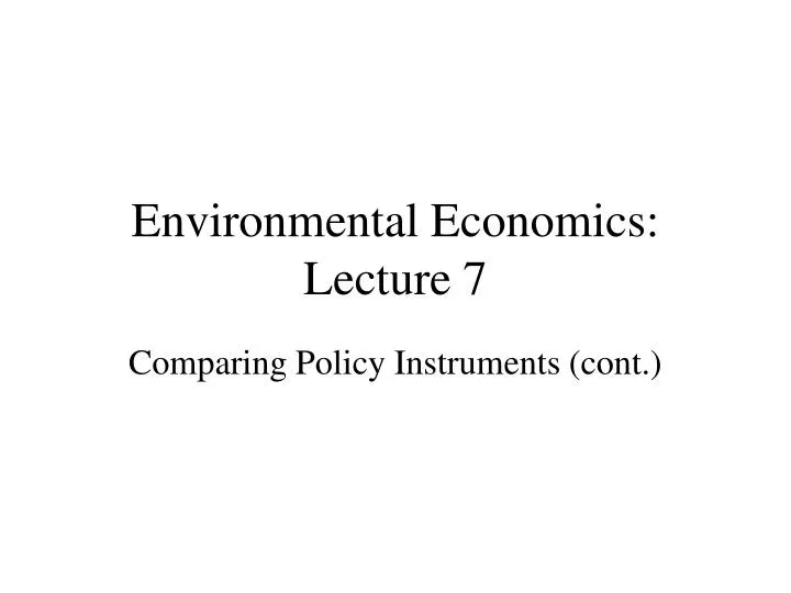 environmental economics lecture 7