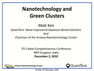 Nanotechnology and Green Clusters