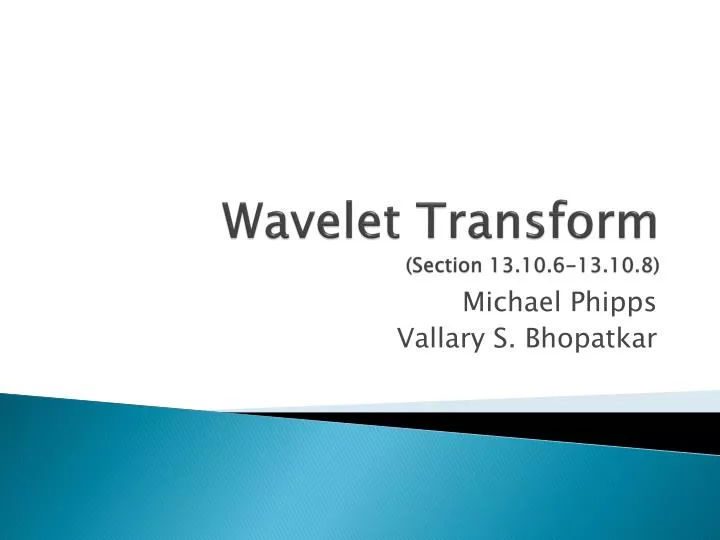 wavelet transform section 13 10 6 13 10 8