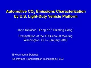 Automotive CO 2 Emissions Characterization by U.S. Light-Duty Vehicle Platform