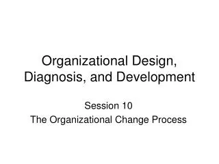 Organizational Design, Diagnosis, and Development