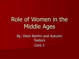 Role of Women in the Middle Ages