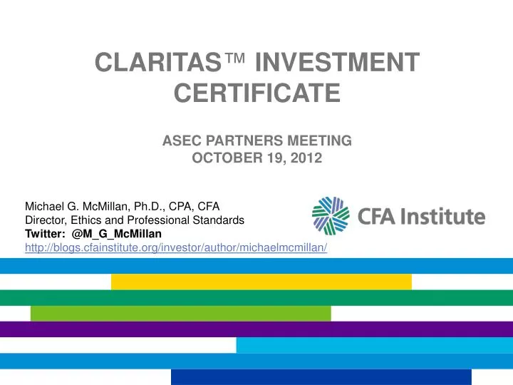 claritas investment certificate asec partners meeting october 19 2012