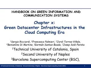 Chapter x: Green Datacenter Infrastructures in the Cloud Computing Era