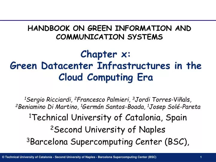 chapter x green datacenter infrastructures in the cloud computing era