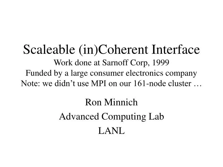 ron minnich advanced computing lab lanl