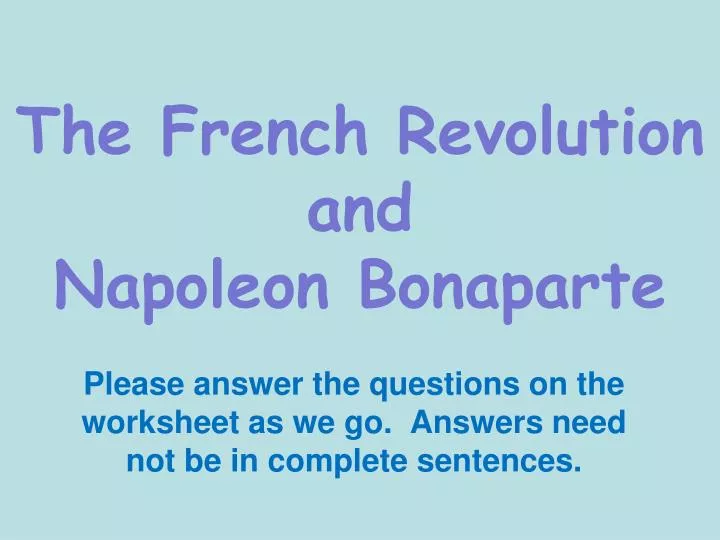 the french revolution and napoleon bonaparte