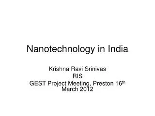 Nanotechnology in India