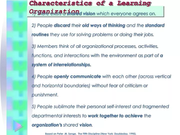 characteristics of a learning organization