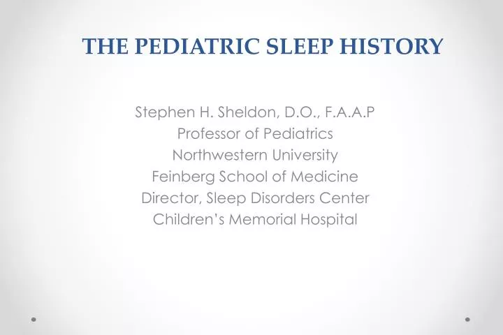 the pediatric sleep history