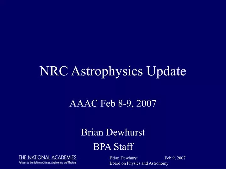 nrc astrophysics update